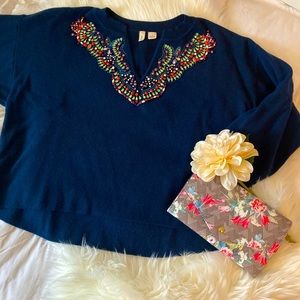 Anthropology/Moth Jewel-neck Sweater SZ-L